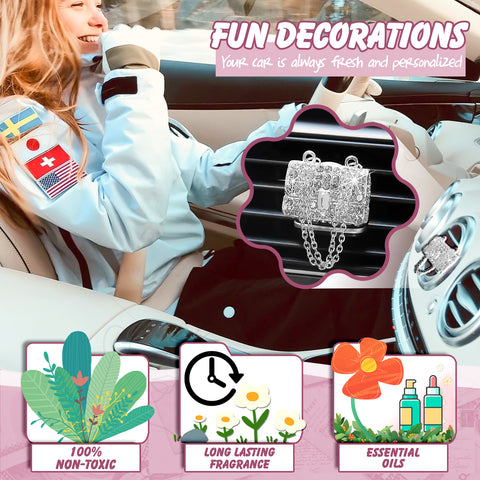 Bling Car Air Fresheners Rhinestone Diffuser Vent Clips Decor Universal Fit