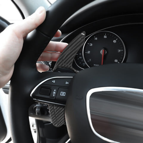 Carbon Fiber Black Steering Wheel Paddle Shifter Extension For Audi A4 A5 A6 A7