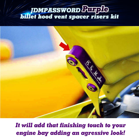 Red / Gold / Blue / Black / Neo / Silver Hood Spacer Riser Kit for Honda Civic Acura Integra, Aluminum Alloy Billet Car Hood Vent Spacer Riser Modification Set