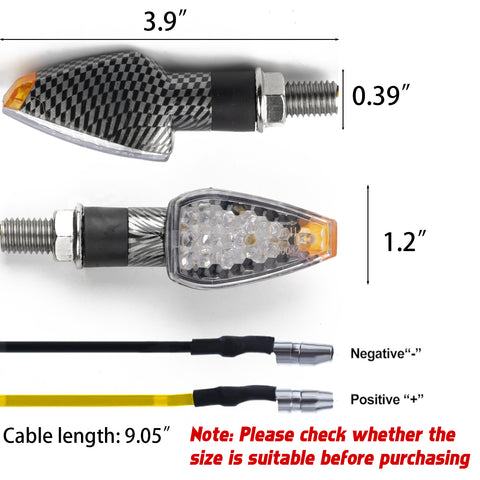 x xotic tech Mini Stalk Arrow Clear Turn Signal Indicator Blinker 14-LED Front Rear Amber Light Lamps Universal Fit Motorcycle Motorbike, 10mm Bolt (Plaid Style)