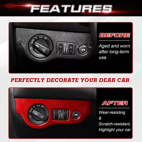 Headlight Switch Button Panel Cover Trim for Challenger 2015-up Charger 2010-up