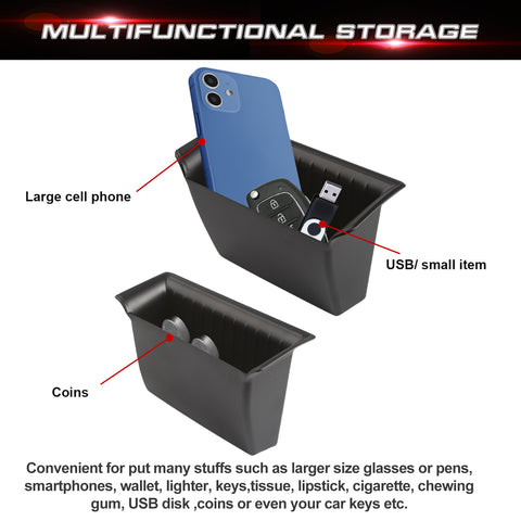 Door Side Organizer Tray, Insert Driver and Passenger Door Armrest Pocket Storage Box Compatible with Ram 1500 2019-2023 (Not fit Ram 2500 and Ram 3500) - 4PCS