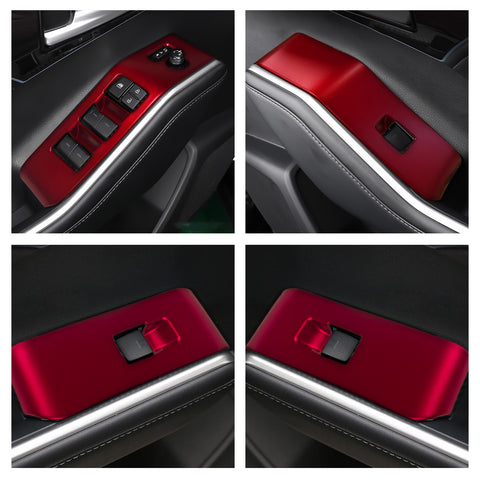 x xotic tech 4Pcs Automobile Door Window Control Panel Cover Door Lock Switch Trim Molding Accessories Compatible with Toyota Highlander 2020-up North American Version