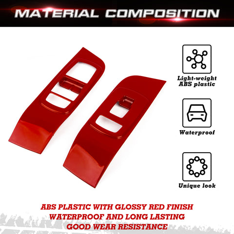 Window Lift Trim Door Lock Switch Panel Cover Compatible with Dodge Challenger 2015-up Interior Accessories Decoration 2Pcs/Set