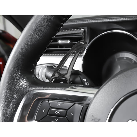 Carbon Fiber Pattern Paddle Shifter Extension Cover For Ford Mustang 2015-2023