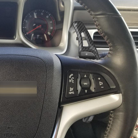 Carbon Fiber Black Steering Paddle Shifter Extension For Chevy Camaro 2012-2015