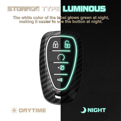 Carbon Fiber Style Smart Key Fob Case Cover w/Chain For Ford Chevy Camaro Malibu