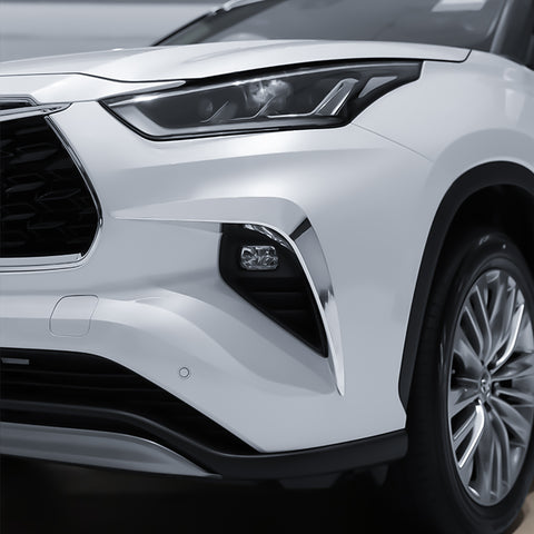 x xotic tech Front Fog Light Cover Trim Eyebrow Spoiler Molding Compatible with Toyota Highlander 2020-up ABS Car Decoration Exterior Accessories, 2Pcs/Set