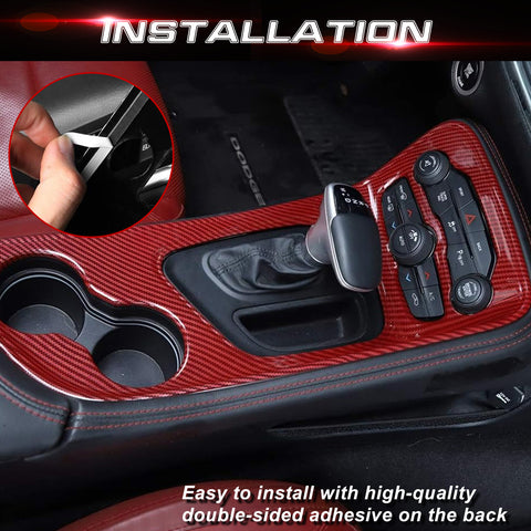 Car ABS Gear Shift Box Cover Frame Decor Overlay For Dodge Challenger 2015-up