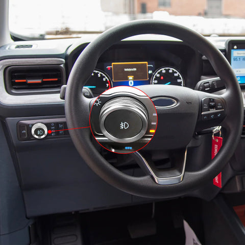 Air Conditioner Headlight Switch Knob, Headlight Volume Radio Control Knob Ring Cover, Compatible with Ford Maverick 2022 2023 (Aluminum Alloy, Silver) -5PCS