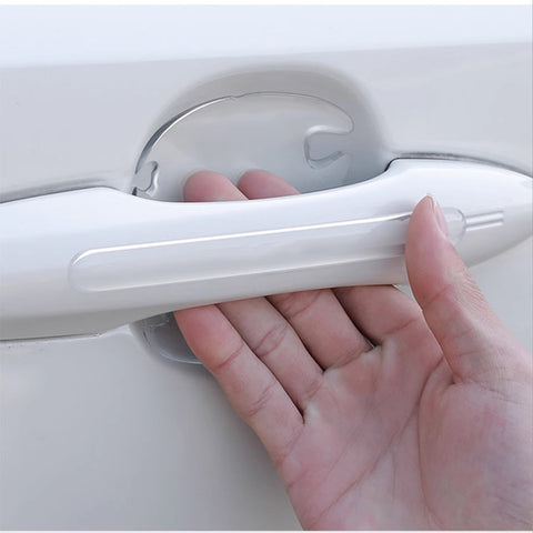 3D Blue Carbon Fiber Style Door Handle Guard Film Strip Stickers Decor Universal