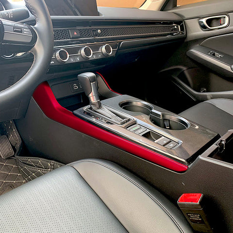 Glossy Red Gear Shift Knob/Console Side Decoration Trim For Honda Civic 2022-up