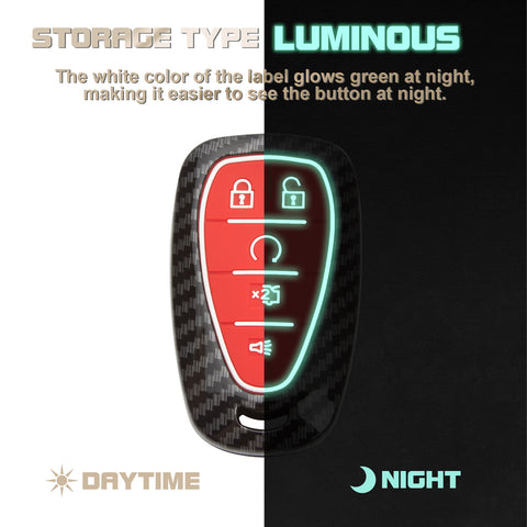 Carbon Fiber Style Smart Key Fob Case Cover w/Chain For Ford Chevy Camaro Malibu