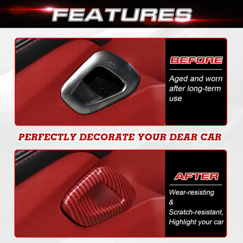 Car Interior Side Door Handle Decor Overlay Cover For Dodge Challenger 2015-up