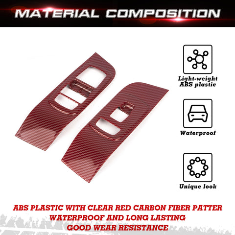 Window Lift Trim Door Lock Switch Panel Cover Compatible with Dodge Challenger 2015-up Interior Accessories Decoration 2Pcs/Set