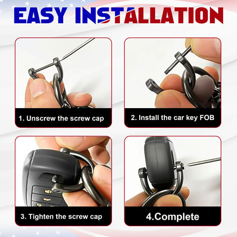 x xotic tech American USA Flag Car Keychain with Zinc Alloy D-Ring 360 Degree Rotatable Anti-Lost Auto Key Chain, Universal Fit for Truck, Ford, Jeep, Men Car Accessories