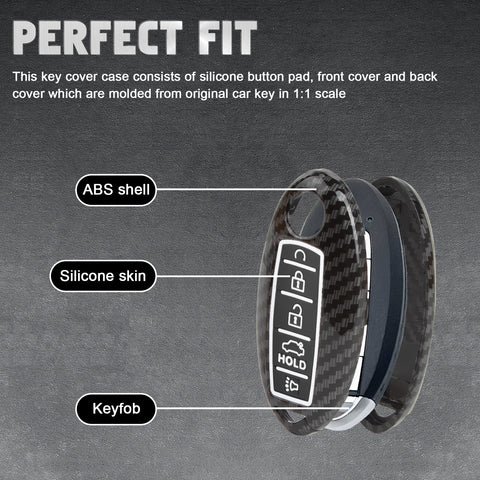 Carbon Fiber Style Full Seal Key Fob Holder Night-Luminous For Infiniti Nissan