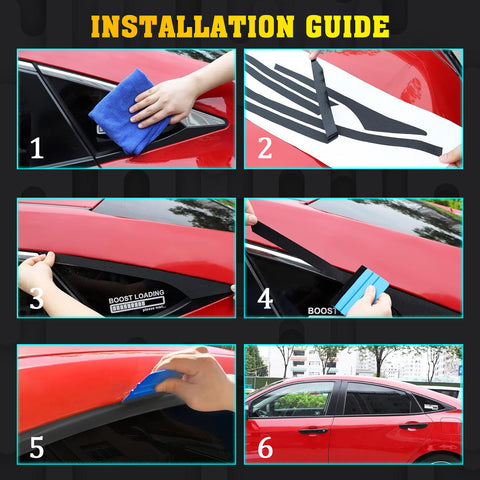 Flash Black Chrome Delete Blackout Window Vinyl Cover For Honda Civic 2016-2021