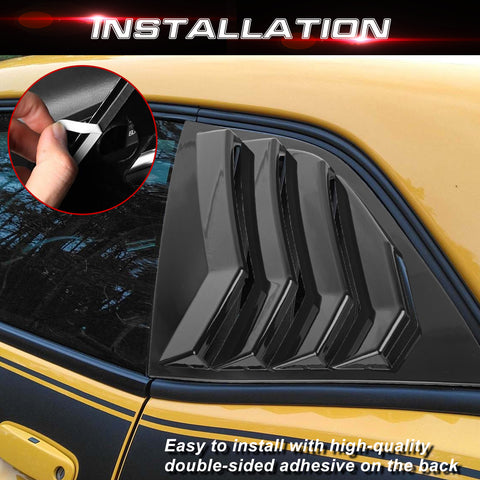 Car Exterior Rear Side Window Louvers Windshield Trim for Dodge Challenger 2008+
