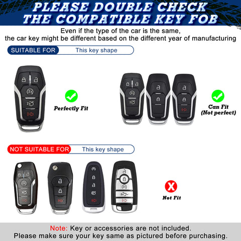 Carbon Fiber Texture Remote Key Holder Case Skin For Ford Mustang Edge Fusion Lincoln