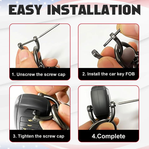 x xotic tech American USA Flag Car Keychain with Zinc Alloy D-Ring 360 Degree Rotatable Anti-Lost Auto Key Chain, Universal Fit for Truck, Ford, Jeep, Men Car Accessories