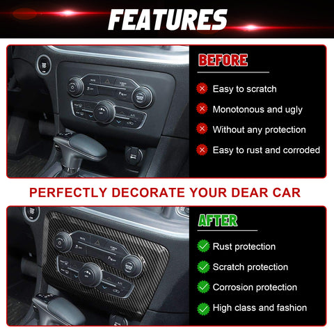 Carbon Look Air Conditioner Switch Panel Cover Trim for Dodge Charger 2015-25