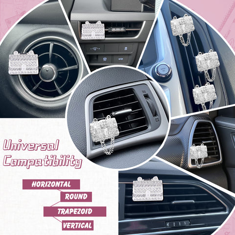 Bling Car Air Fresheners Rhinestone Diffuser Vent Clips Decor Universal Fit
