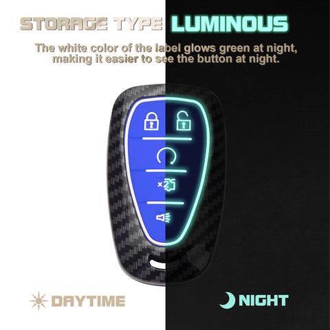 Carbon Fiber Style Smart Key Fob Case Cover w/Chain For Ford Chevy Camaro Malibu