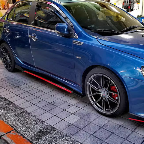 78.7 Inch/2M Car Lower Side Skirts Protect Rocker Panel Splitter Winglets Diffuser Bottom Line Extension Body Kit Universal Fit Most Vehicles (Carbon Fiber Pattern w/ Red Strip)