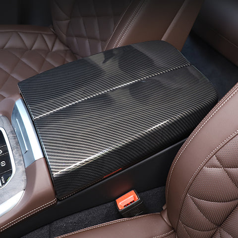 Xotic Tech Carbon Fiber Color Car Center Console Cover, 2PCS Center Armrest Covers Storage Box Protect Trim Accessories Compatible with BMW X5 G05/X7 G07 2019-2024, X6 G06 2020-2024