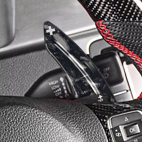Black Forged Pattern Steering Wheel Paddle Shifter Extension For VW Golf Beetle