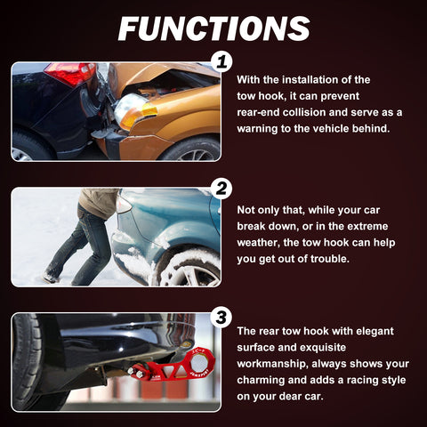 Xotic Tech Auto Aluminum JDM Rear Tow Hook Kit Racing Style Trailer Towing Ring Decoration Car Accessories , Universal Fit Car , Truck , SUV , Most Vehicles (Red)