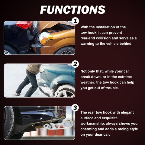 Xotic Tech Auto Aluminum JDM Rear Tow Hook Kit Racing Style Trailer Towing Ring Decoration Car Accessories , Universal Fit Car , Truck , SUV , Most Vehicles (Silver)