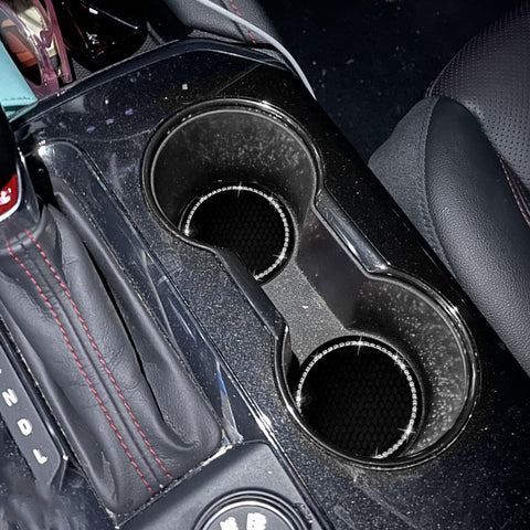 Shiny Cup Holder Insert Pad Engine Push to Start Button Ring Cover Accessories