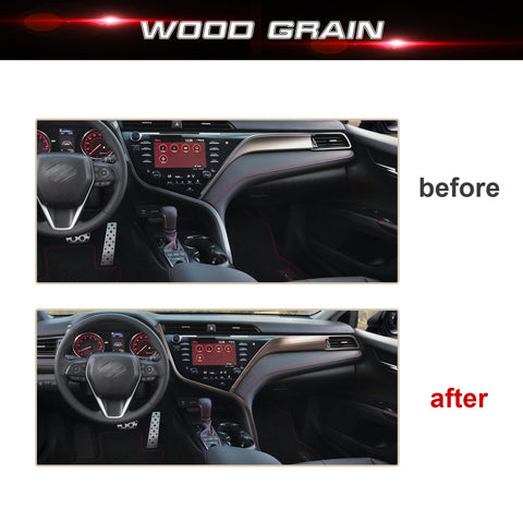 For Toyota Camry XSE XLE 2018-2023 Wood Grain Center Strip Dashboard Trims