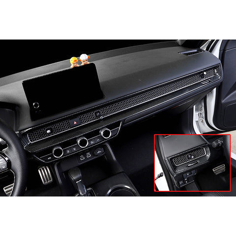 Set Carbon Fiber Style Dashboard Instrument AC Vent Cover For Honda Civic 22-up