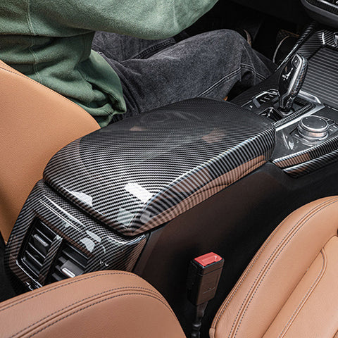 Xotic Tech Car Center Console Cover, 2PCS Carbon Fiber Color Center Armrest Lid Cover Middle Console Storage Box Protect Trim Accessories Compatible with BMW X3 G01 2018-2024, X4 G02 2019-2024