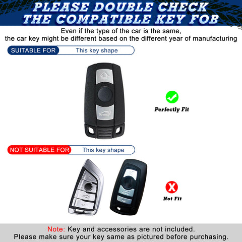 x xotic tech M-Colored Stripe Carbon Fiber Leather Remote Key Fob Cover Case Compatible with BMW Older 1 3 5 6 Series X3 X5 X6 Z4