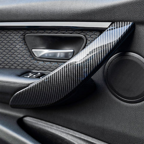 Carbon Fiber Style Armrest Box Door Pull Handle Molding Cover For BMW 3 Series