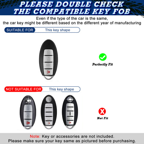 For Nissan/Infiniti 4-Button Carbon Fiber ABS Silicone Cover Remote Key Case Fob