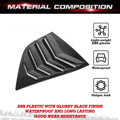 Car Exterior Rear Side Window Louvers Windshield Trim for Dodge Challenger 2008+