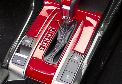 Sporty Red Gear Shift Center Console Panel Molding Cover For Honda Civic 2016-21