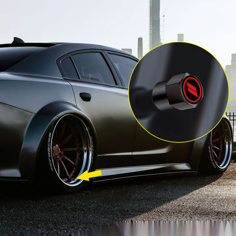 x xotic tech // Slash Tire Valve Stem Cover Caps Compatible with Dodge Challenger Charger Durango Avenger SRT Hornet R/T Dart Journey Magnum Nitro Caliber Aluminum Alloy Wheel Valve Cap Set(4Pcs)