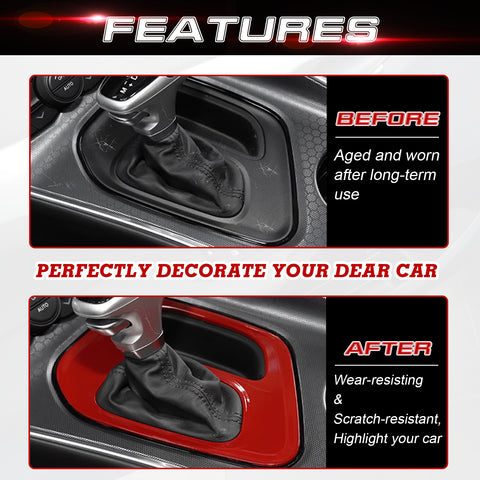 For Dodge Challenger 2015-up Car Interior Gear Shift Media Cover Frame ABS Trim