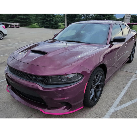 2PCS Exterior Front Bumper Lip Splitter Spoilers Protector Bumper Corner Edge Guard Cover Trim Kit Compatible with Dodge Charger Scat Pack/SRT Models 2015-2023, GT/RT 2019-2023, Pink