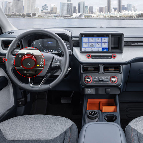 Air Conditioner Headlight Switch Knob, Headlight Volume Radio Control Knob Ring Cover, Compatible with Ford Maverick 2022 2023 (Aluminum Alloy, Red) -5PCS