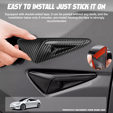 Turn Signal Side Camera Full Protection Cover HW2.0-3.0 Compatible with Tesla Model 3/Y/S/X (Non HW4.0 Version) 2Pcs Side Marker Indicator Cap Decoration Accessories
