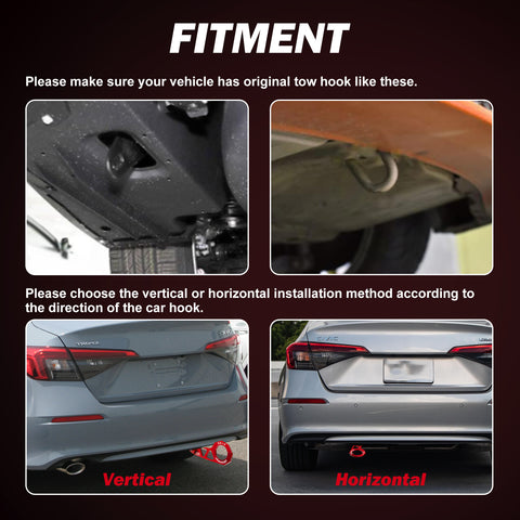 JDM Sports Tow Strap Racing Tow Strap Car Trailer Belt with Chinese Slogan + Front Tow Hook Kit Bumper Decoration + Rear Tow Towing Hook Universal for Car (Safe Trip Wherever You go,Blue)