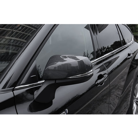 x xotic tech Carbon Fiber Style Rearview Mirror Cover Trim Molding Compatible with Toyota Highlander 2020+, Grand Highlander 2024+, RAV4 2019+, RAV4 Prime 2021+ ABS Car Decoration Exterior Accessories