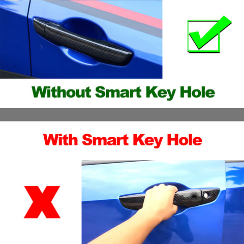 Carbon Fiber Look Door Handle Side Mirror Stripes Cover Kit For Civic 2016-2021